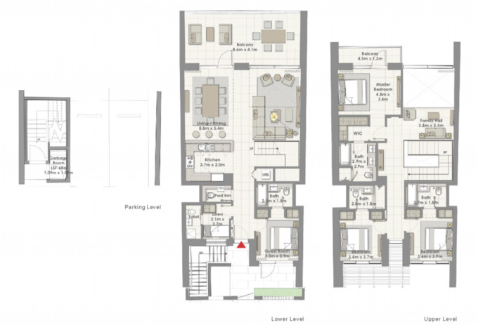 Planning of the apartment 4BR, 3475 ft2 in Harbour Views Apartments, Dubai