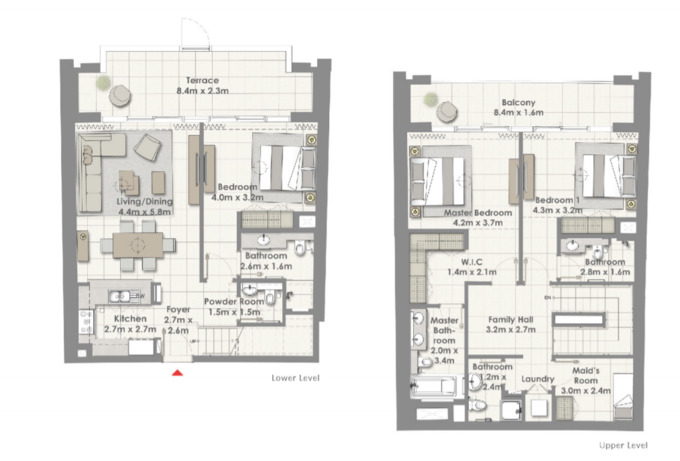Planning of the apartment 3BR, 2264 ft2 in Harbour Views Apartments, Dubai