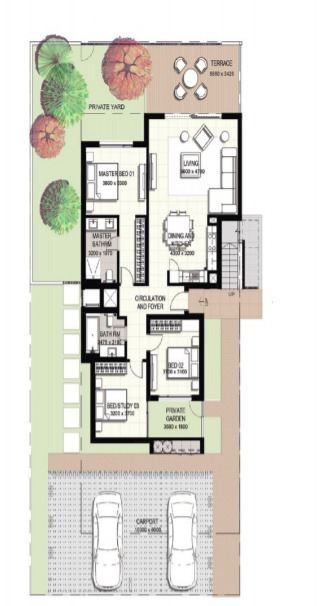 Planning of the apartment 3BR, 3208 ft2 in Urbana I & II, Dubai