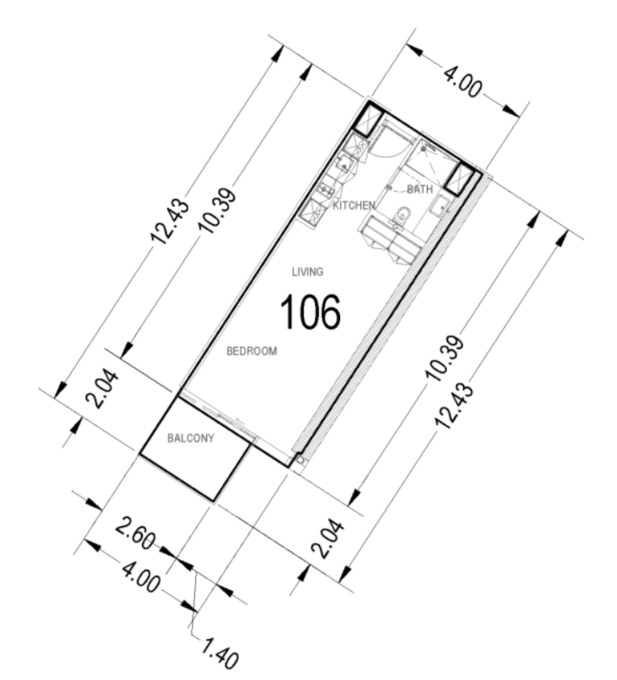 Planning of the apartment Studios, 486.1 ft2 in Marquise Square, Dubai
