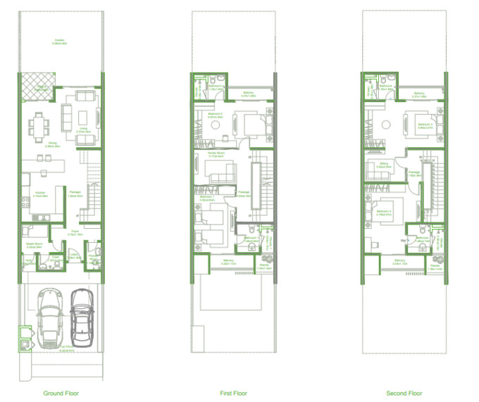 Apartment layouts 12, 3+ rooms in Motor City Hills in Dubai Korter