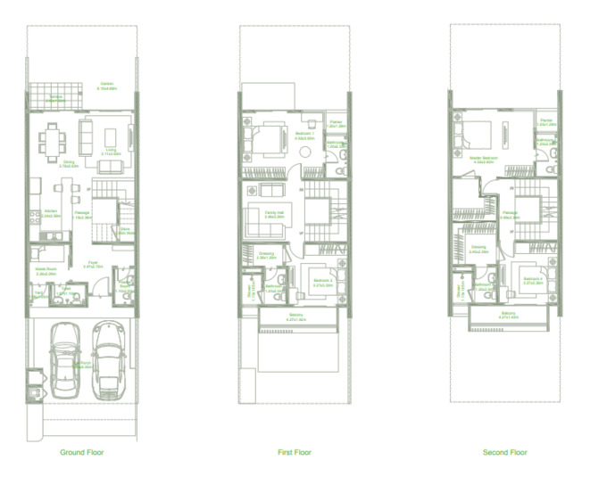Floor plan of a Villas 4BR, 2615 ft2 in Motor City Hills, Dubai