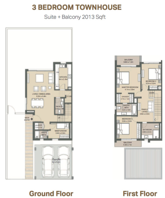 Planning of the apartment Townhouses, 2013 ft2 in Mudon Views, Dubai