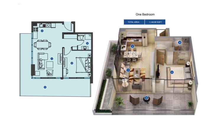 Planning of the apartment Studios, 1148.89 ft2 in Azizi Riviera, Dubai