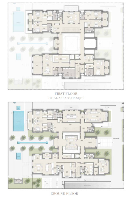 Planning of the apartment Villas 7BR, 33118 ft2 in District One Mansions, Dubai