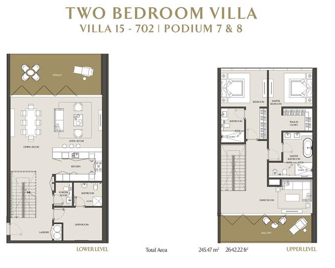 Planning of the apartment Villas, 2642.22 ft2 in LIV Residence Apartments, Dubai