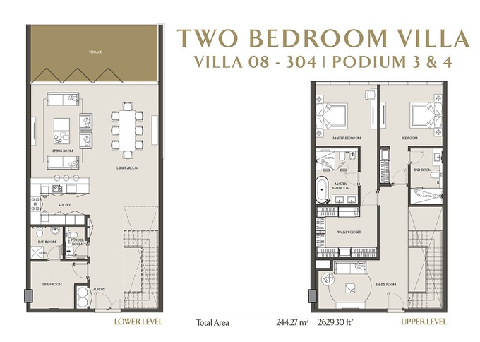 Planning of the apartment Villas, 2629.3 ft2 in LIV Residence Apartments, Dubai