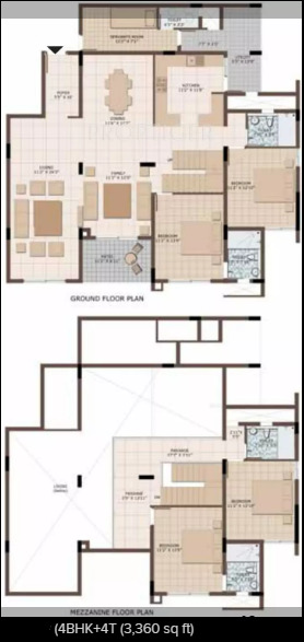 Planning of the apartment 4BR, 3360 ft2 in Symphony Tower, Dubai