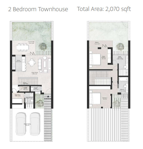 Planning of the apartment Townhouses, 2070 ft2 in First Avenue Residences, Sharjah