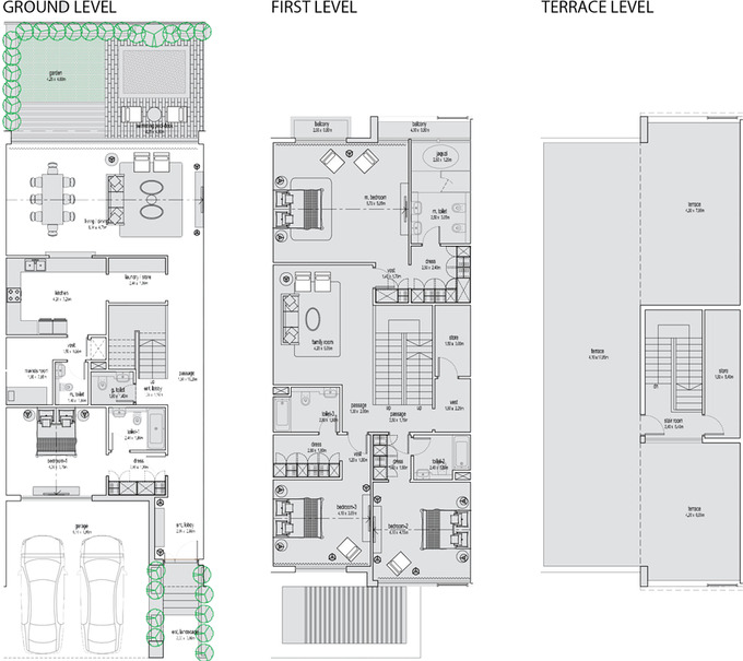 Floor plan of a Townhouses, 3130 ft2 in Grand Views, Dubai