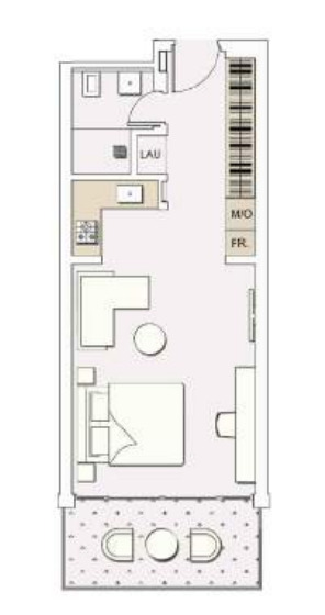 Planning of the apartment Studios, 503 ft2 in Signature Livings, Dubai