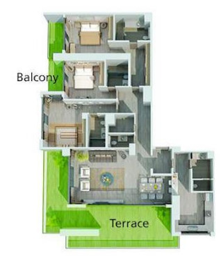 Planning of the apartment 3BR, 2869 ft2 in MBL Residence, Dubai
