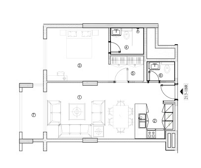 Floor plan of a 1BR, 769.95 ft2 in Avenue Residence 4, Dubai
