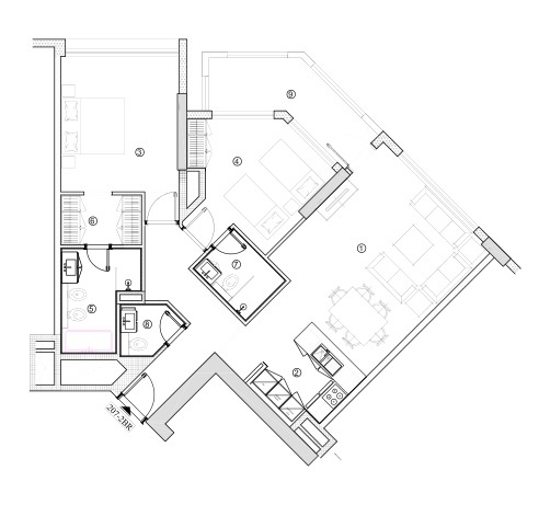 Floor plan of a 2BR, 1240.23 ft2 in Avenue Residence 4, Dubai