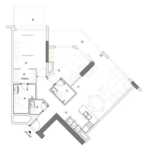 Floor plan of a 2BR, 1240.23 ft2 in Avenue Residence 4, Dubai
