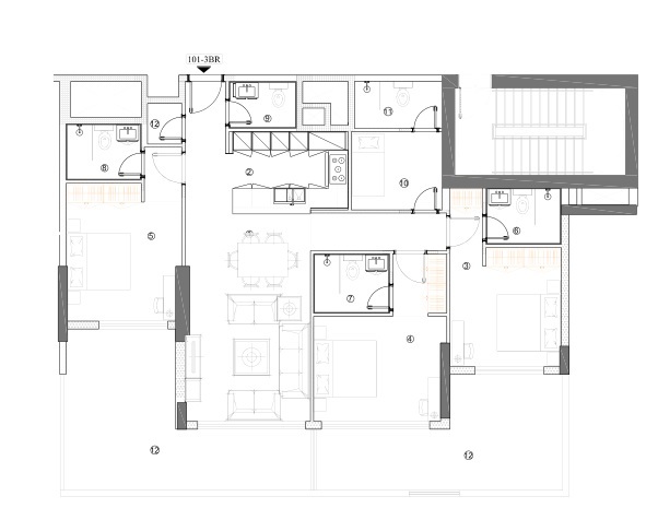 Floor plan of a 3BR, 1549.8 ft2 in Avenue Residence 4, Dubai