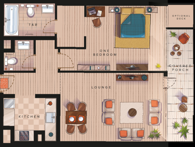 Planning of the apartment Studios in Serenity Lakes, Dubai