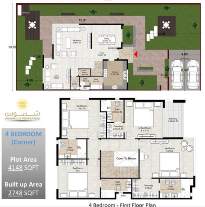 Floor plan of a Villas 4BR, 2748 ft2 in Sharjah Garden City, Sharjah