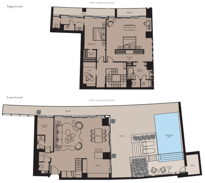Planning of the apartment 2BR, 2720 ft2 in The Royal Atlantis Resort & Residences, Dubai