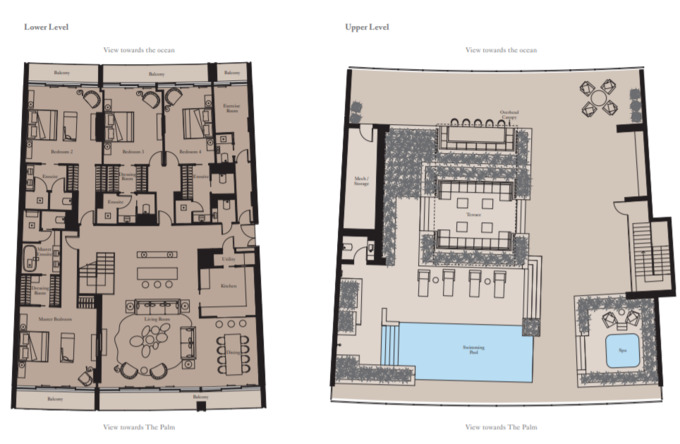 Planning of the apartment 4BR, 3819 ft2 in The Royal Atlantis Resort & Residences, Dubai