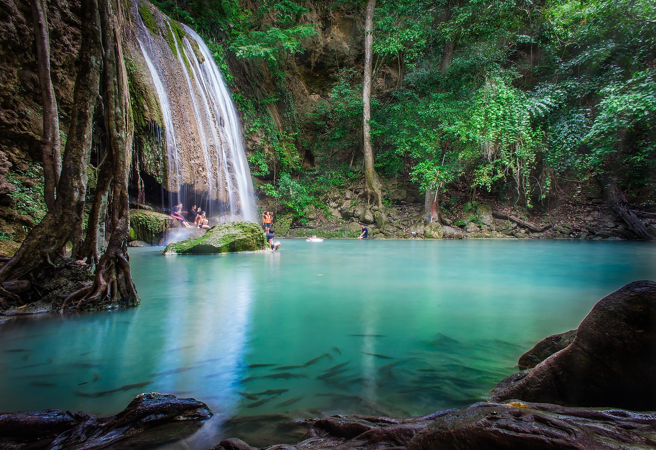 Serene Day at Erawan Waterfall, Thailand