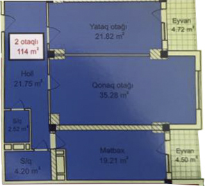 Планировка 2-комнатные квартиры, 114 m2 в Kontinental-M MTK, в г. Баку
