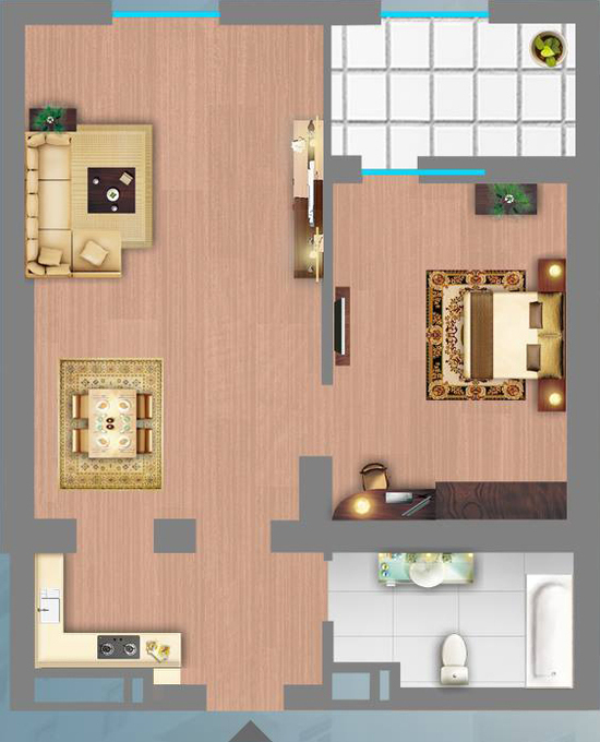 Планировка 2-комнатные квартиры, 65 m2 в Atlas Residence, в г. Хырдалана