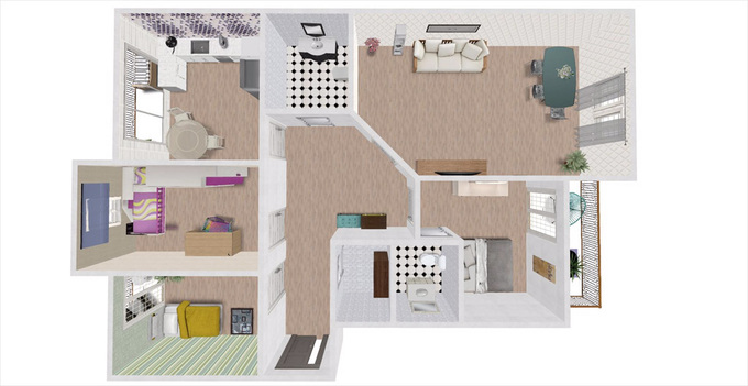 Планировка 4-комнатные квартиры, 203 m2 в Regal Residence, в г. Баку