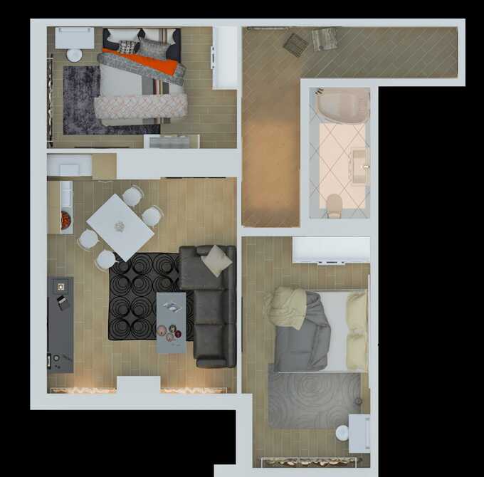 Планировка 2-комнатные квартиры, 78 m2 в Yasam Residence, в г. Баку