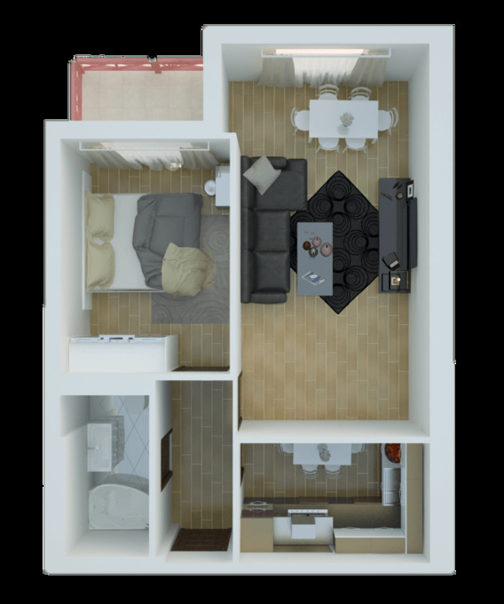 Планировка 2-комнатные квартиры, 59 m2 в Yasam Residence, в г. Баку