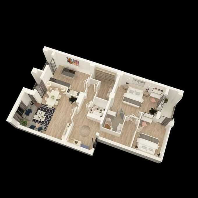 Планировка 4-комнатные квартиры, 163 m2 в Khatai Light, в г. Баку