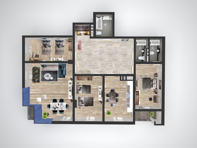 Планировка 4-комнатные квартиры, 207.28 m2 в Zirve Park, в г. Баку