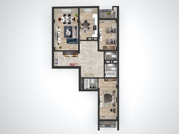 Планировка 3-комнатные квартиры, 161.08 m2 в Zirve Park, в г. Баку