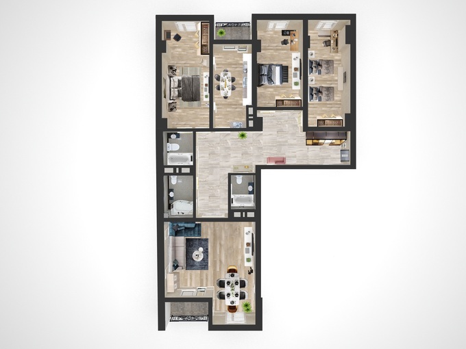 Планировка 4-комнатные квартиры, 216.92 m2 в Zirve Park, в г. Баку