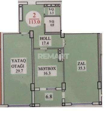 Планировка 2-комнатные квартиры, 113 m2 в Piramida Park, в г. Баку