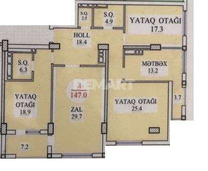 Планировка 4-комнатные квартиры, 147 m2 в Piramida Park, в г. Баку