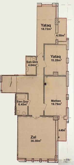 Планировка 3-комнатные квартиры, 137.5 m2 в Qaya, в г. Баку