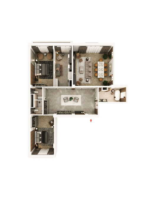 Планировка 3-комнатные квартиры, 168.8 m2 в Узеир Гаджибейли 57, в г. Баку