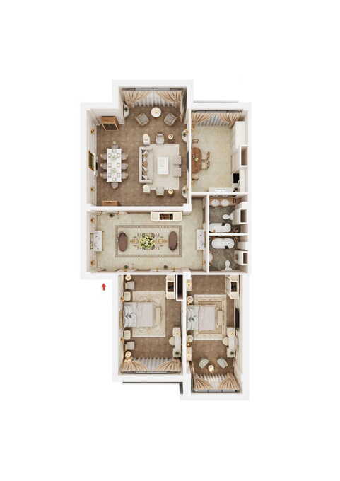 Планировка 3-комнатные квартиры, 170.6 m2 в Узеир Гаджибейли 57, в г. Баку