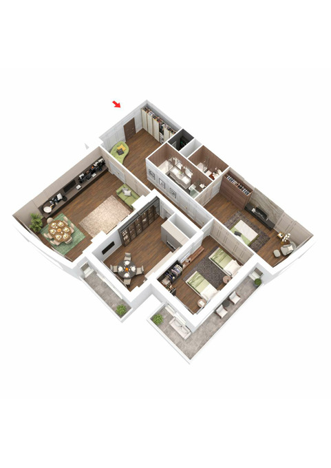 Планировка 3-комнатные квартиры, 190.65 m2 в Zərifə Əliyeva 53, в г. Баку