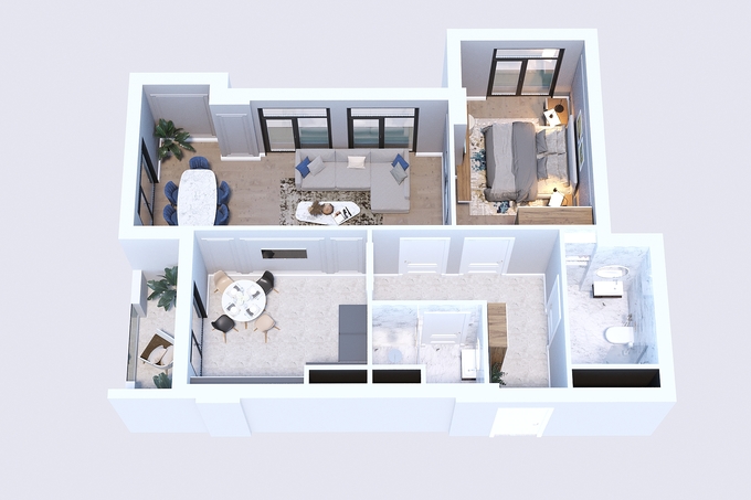 Планировка 2-комнатные квартиры, 70.9 m2 в Whitestone Towers, в г. Баку