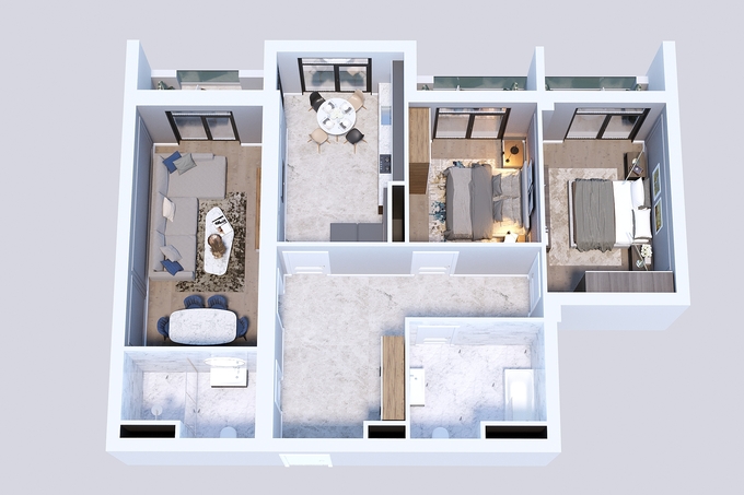 Планировка 3-комнатные квартиры, 115.5 m2 в Whitestone Towers, в г. Баку