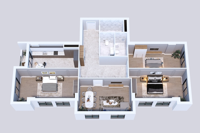 Планировка 4-комнатные квартиры, 165 m2 в Whitestone Towers, в г. Баку