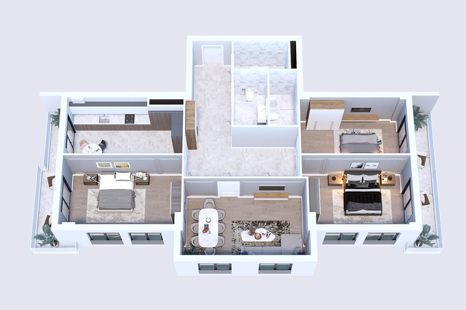 Планировка 4-комнатные квартиры, 168.4 m2 в Whitestone Towers, в г. Баку