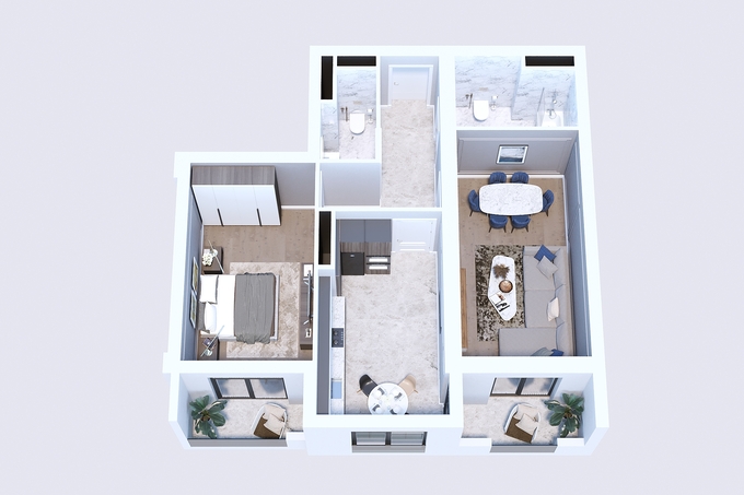 Планировка 2-комнатные квартиры, 86.7 m2 в Whitestone Towers, в г. Баку