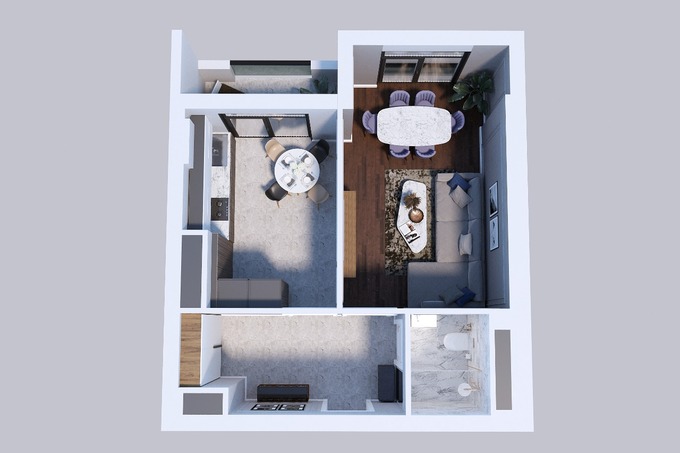 Планировка 1-комнатные квартиры, 50.6 m2 в Whitestone Towers, в г. Баку
