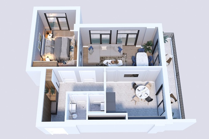Планировка 2-комнатные квартиры, 73.2 m2 в Whitestone Towers, в г. Баку