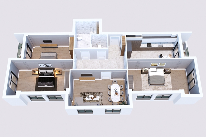 Планировка 4-комнатные квартиры, 152.9 m2 в Whitestone Towers, в г. Баку