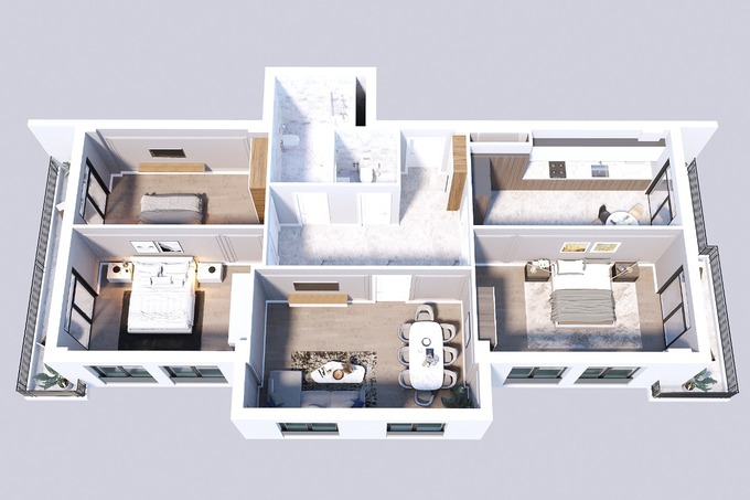 Планировка 4-комнатные квартиры, 156.1 m2 в Whitestone Towers, в г. Баку