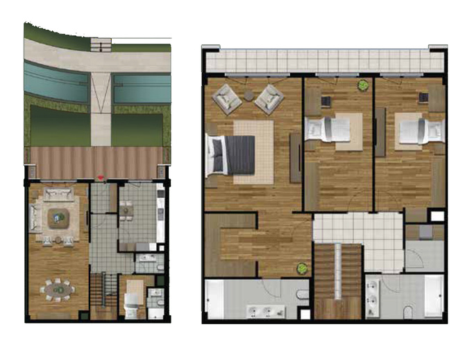 Планировка Дуплексы квартиры, 228.63 m2 в City Garden, в г. Баку